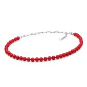 Colier argint cu zale mari si coral rosu DiAmanti 252-02-G